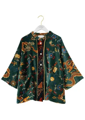 One Hundred Stars Dragon Velvet Jacket Green