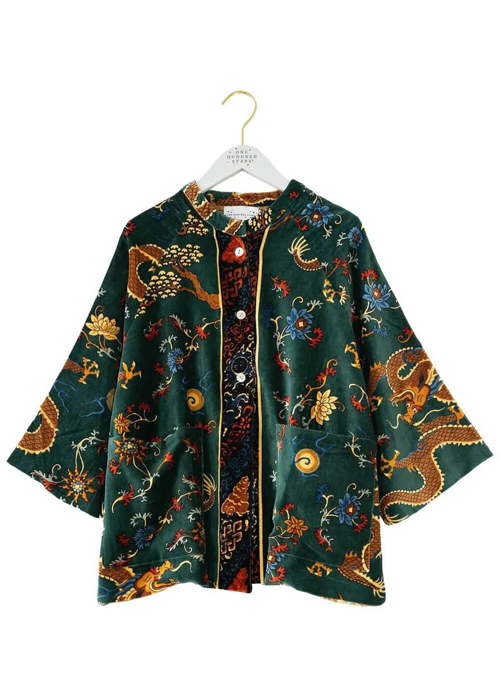 One Hundred Stars Dragon Velvet Jacket Green