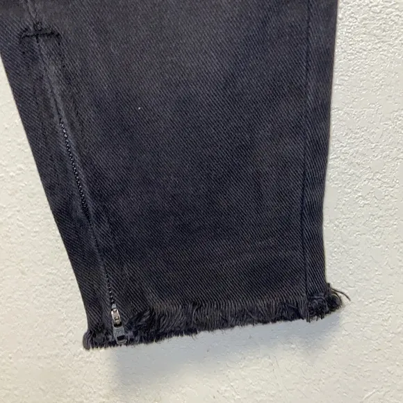 One Teaspoon NTW 25 Black Oak Firebirds Distressed Raw Edge Cropped Jeans 3112