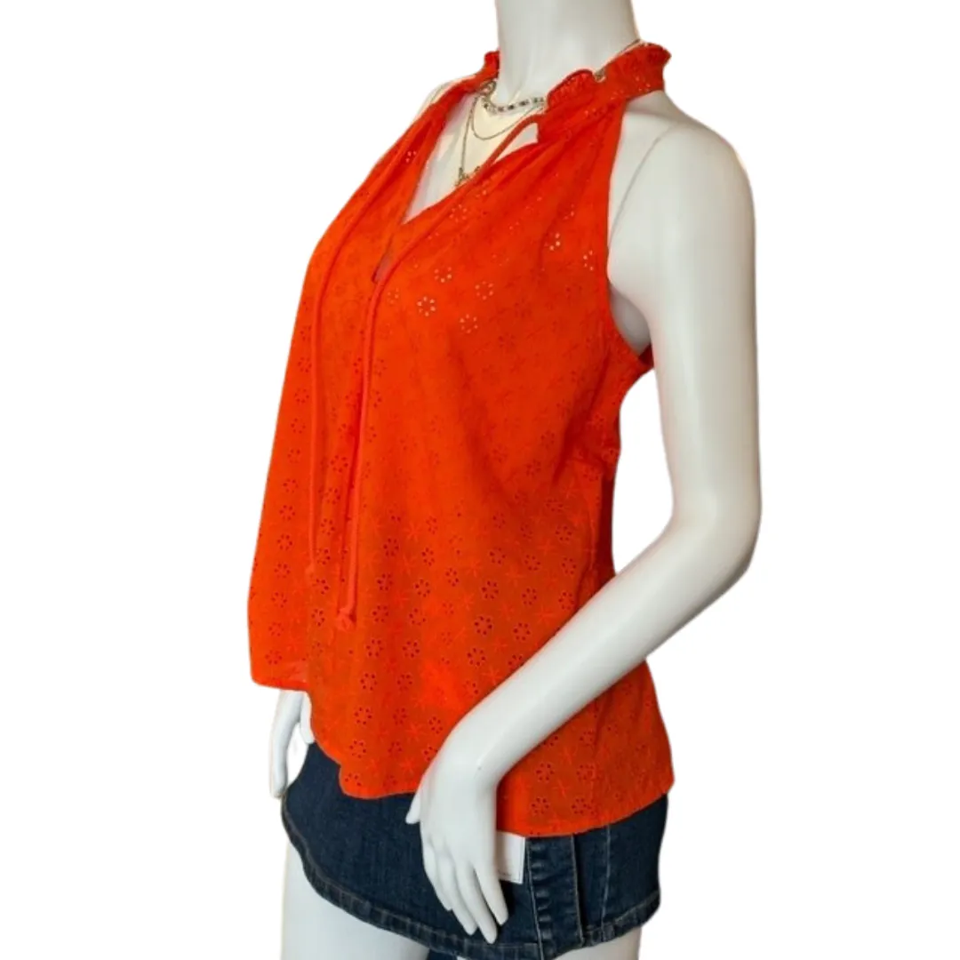 Orange halter flare top