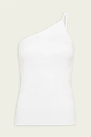 Organic Cotton One Shoulder Tank in White