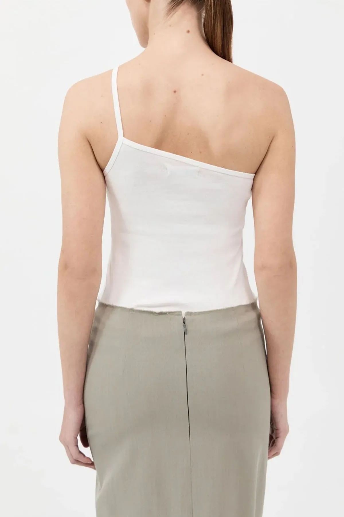 Organic Cotton One Shoulder Tank in White