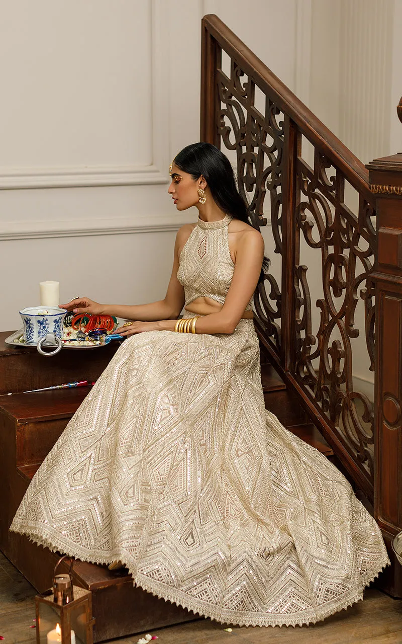 Organza Embroidered Blouse With Lehenga