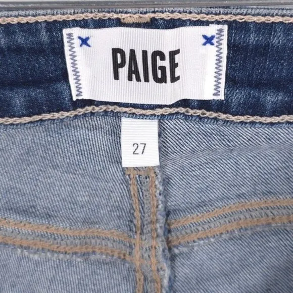 PAIGE HOXTON ULTRA SKINNY Jeans Distressed Rayon Cotton Blend USA MADE Size 27