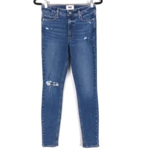 PAIGE HOXTON ULTRA SKINNY Jeans Distressed Rayon Cotton Blend USA MADE Size 27