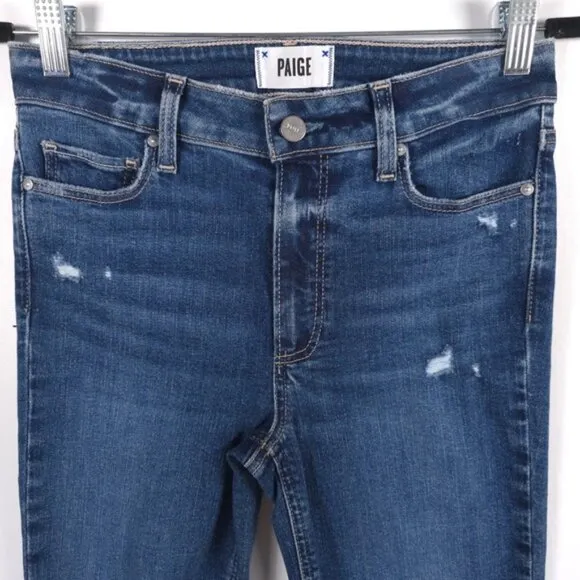 PAIGE HOXTON ULTRA SKINNY Jeans Distressed Rayon Cotton Blend USA MADE Size 27
