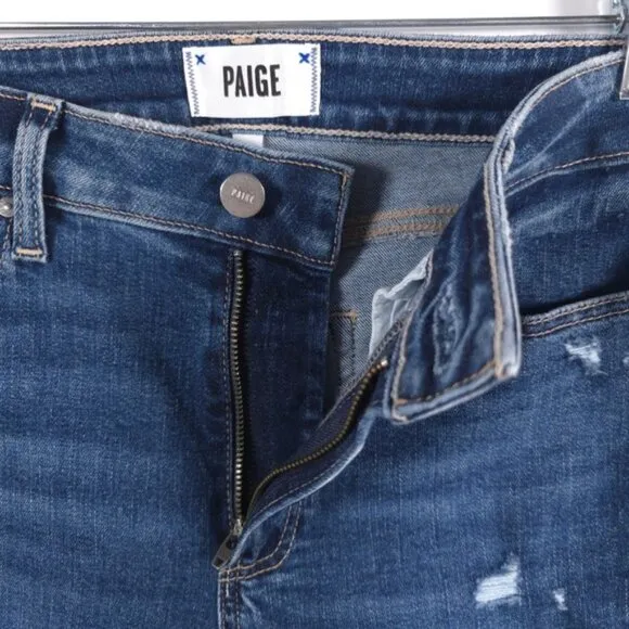 PAIGE HOXTON ULTRA SKINNY Jeans Distressed Rayon Cotton Blend USA MADE Size 27