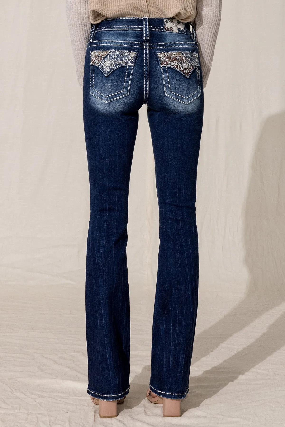 Paisley Block Bootcut Jeans