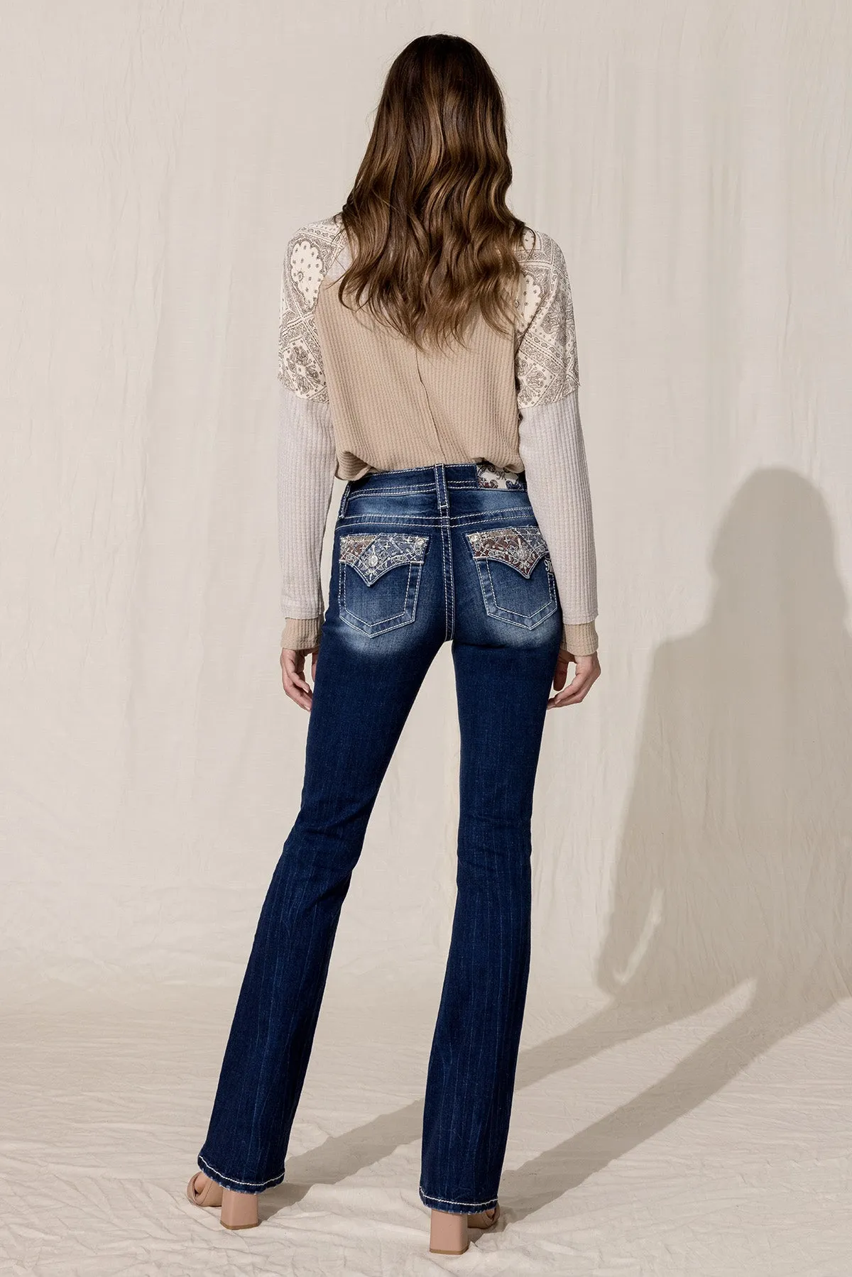 Paisley Block Bootcut Jeans