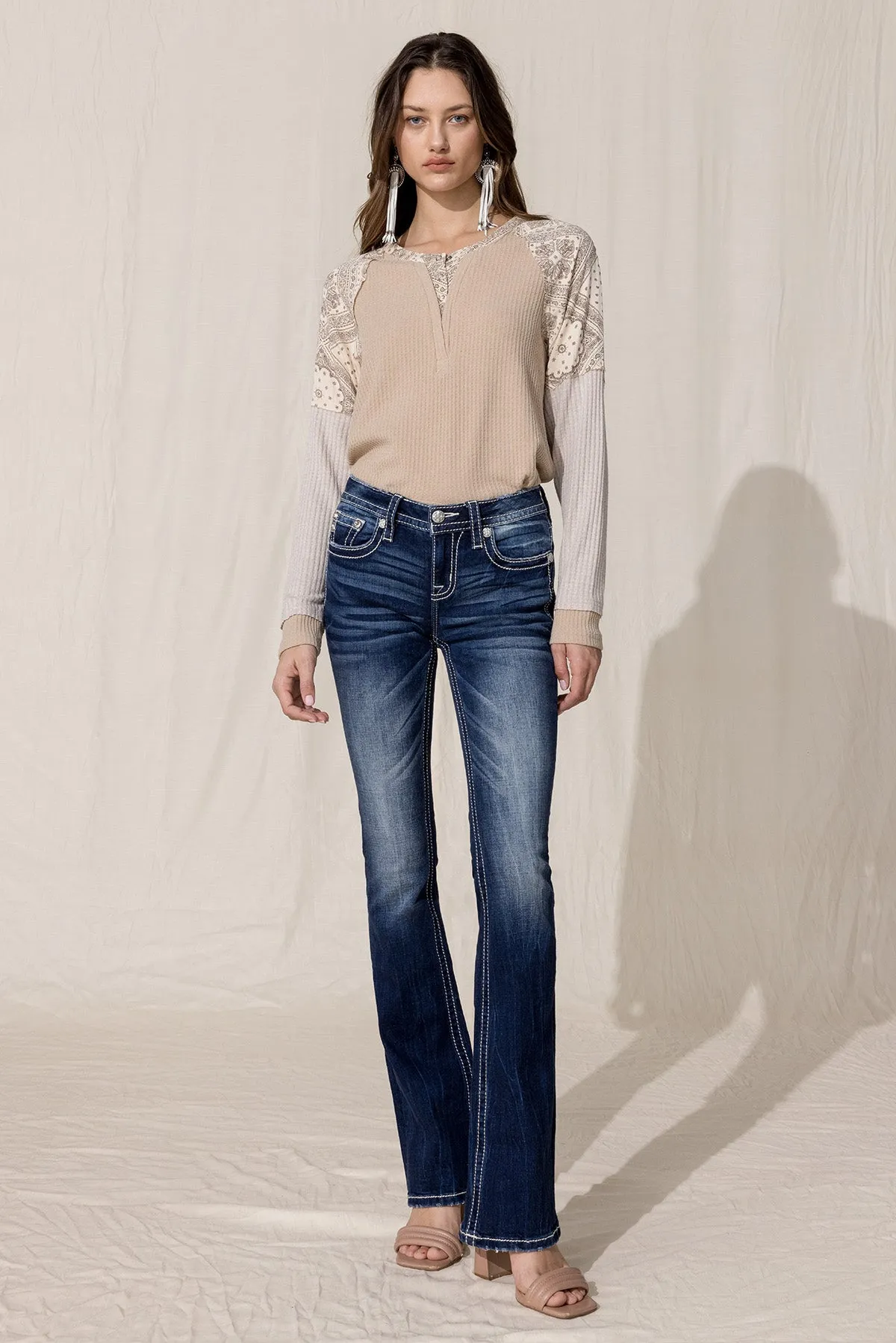 Paisley Block Bootcut Jeans