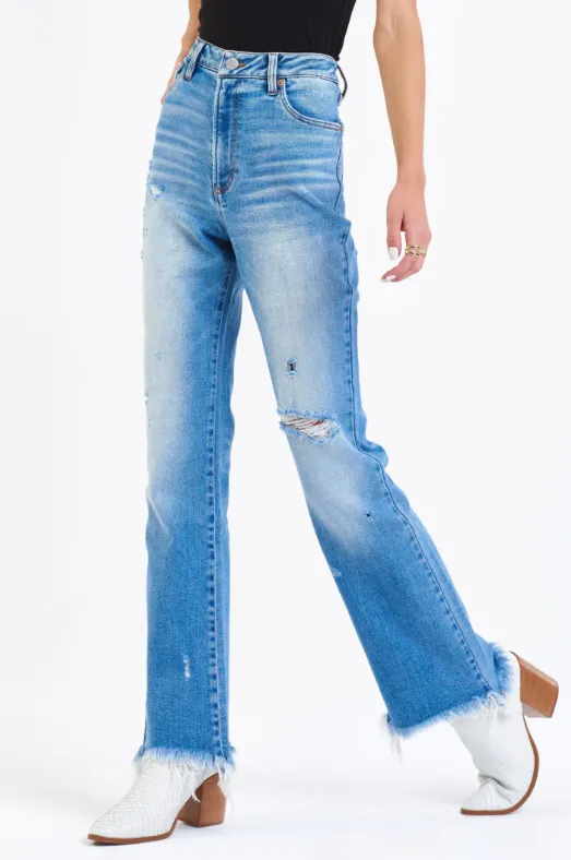PARIS SUPER HIGH RISE BOOTCUT JEANS IN WALL STREET