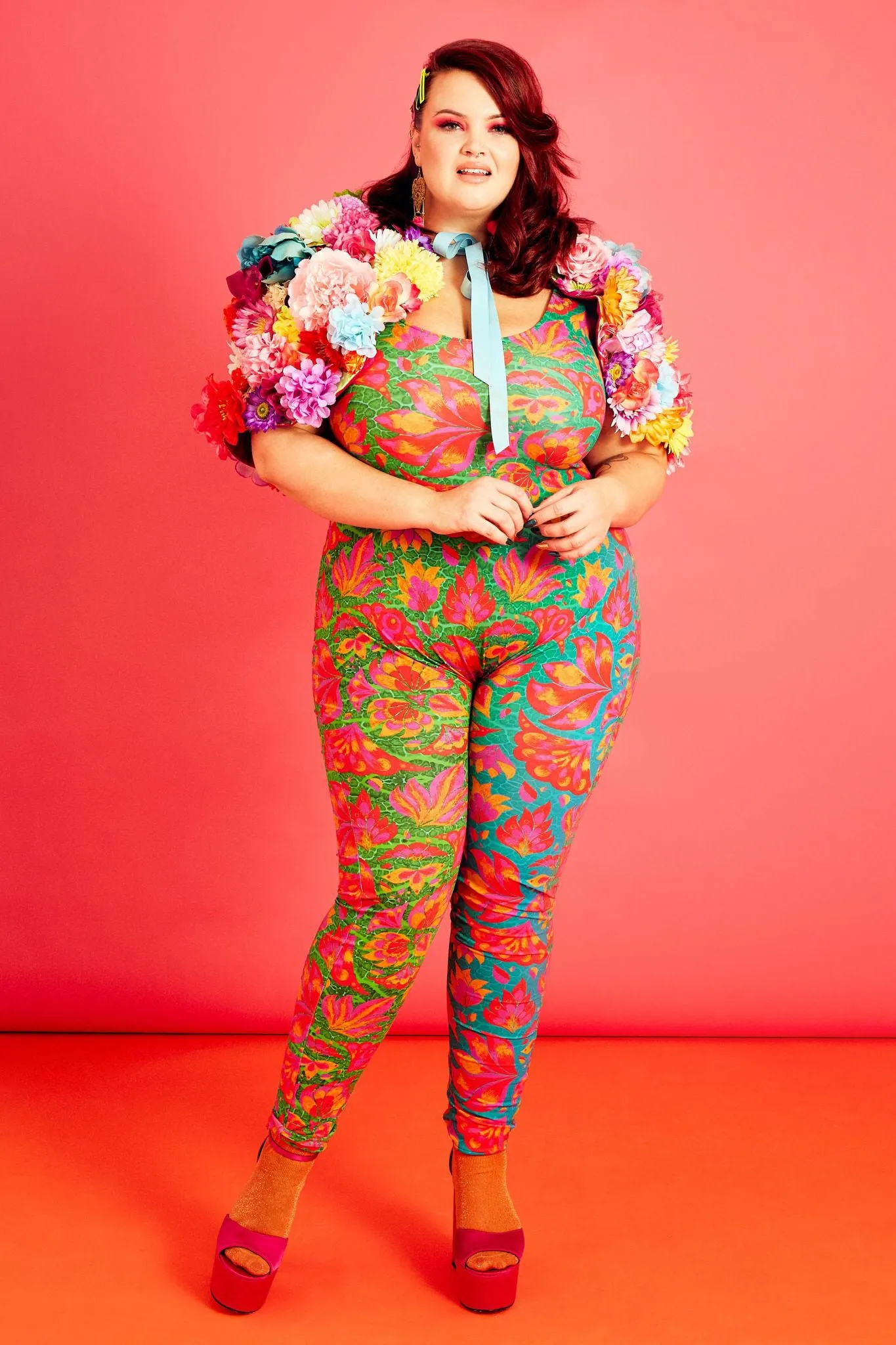 Party Lycra Catsuit in Tropical Vendala Print