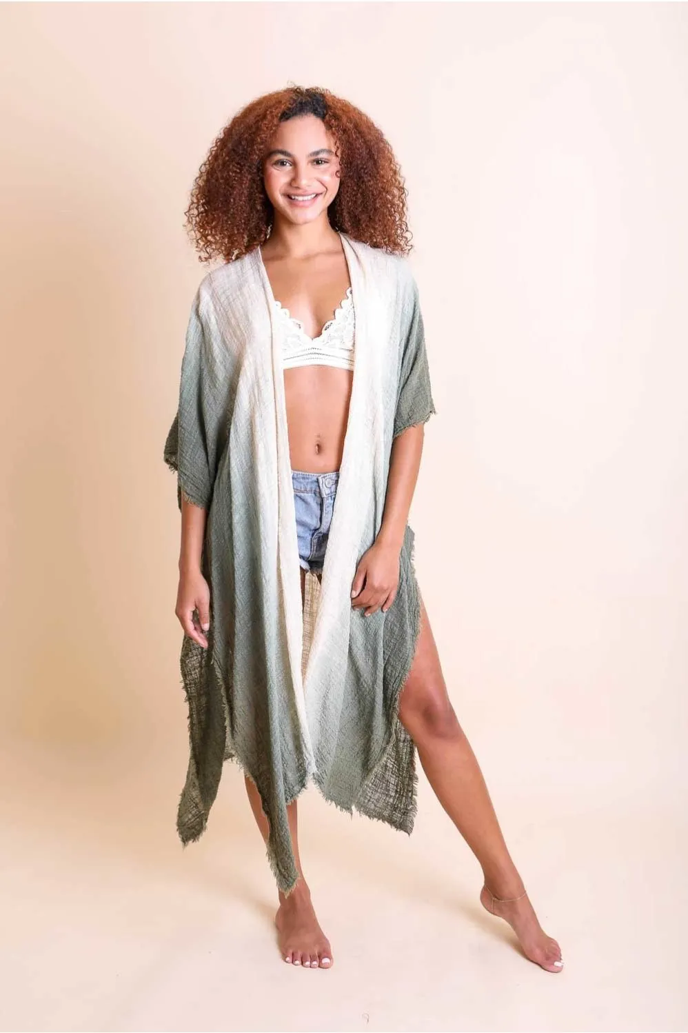 Pastel Ombre Cotton Cover-up Kimono