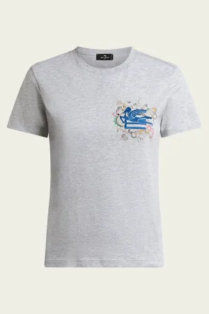 Pegaso Embroidered T-Shirt in Grey