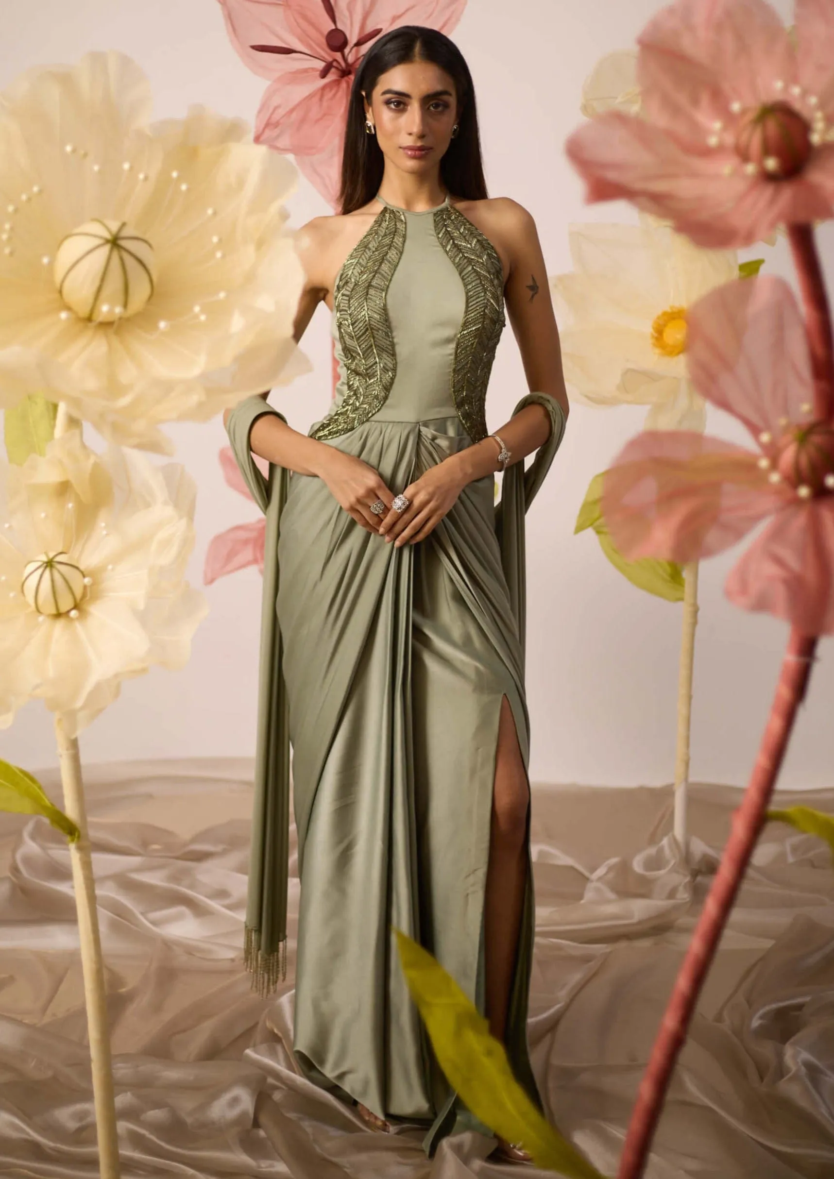 Peony jade green gown