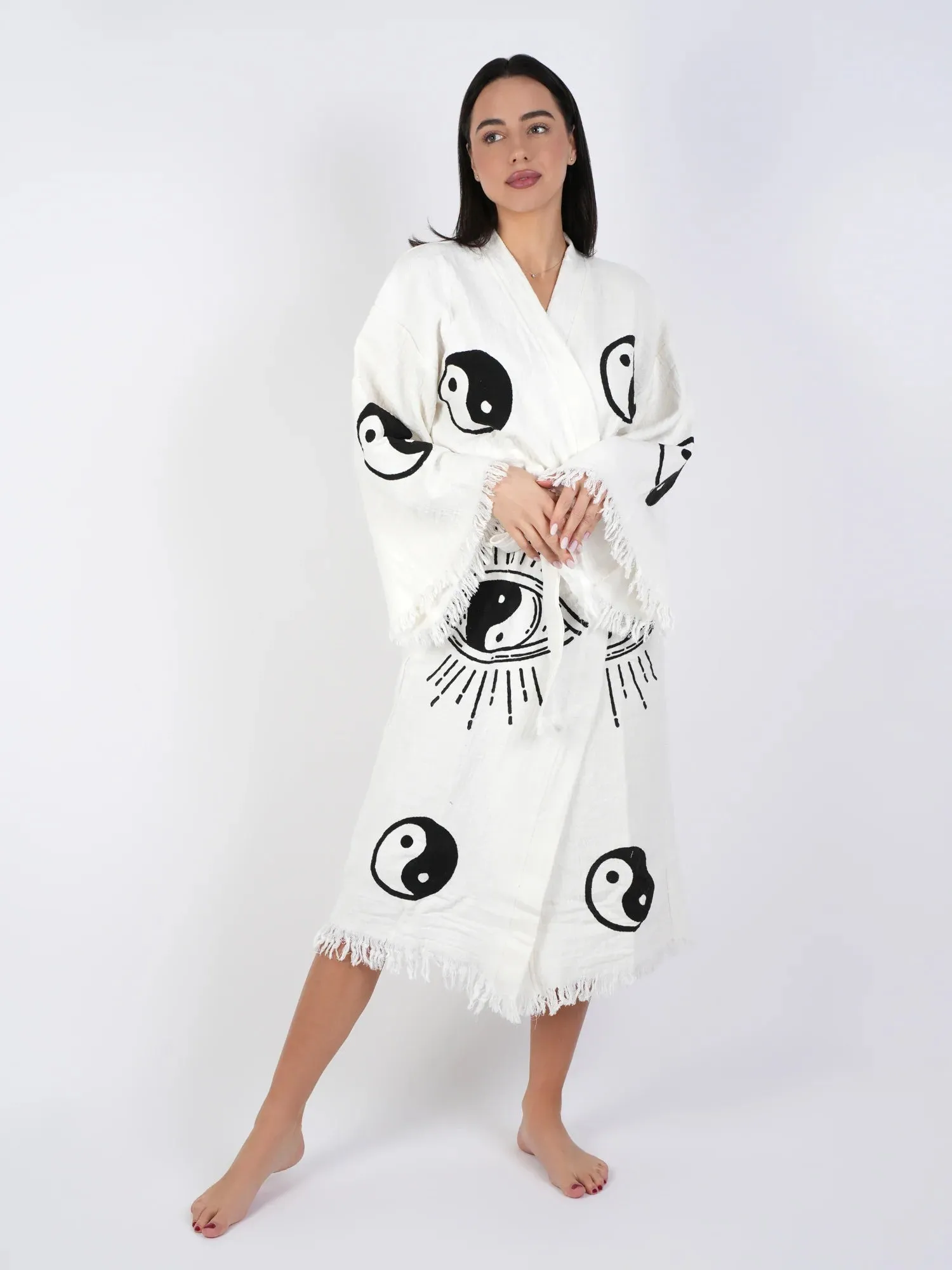 Peshtemal Yin Yang Kimono/ Robe