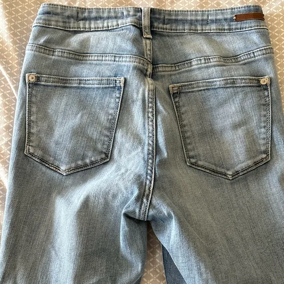 Pilcro and the Letterpress Ultra High Rise Skinny Jeans Ankle Raw Hem Size 28