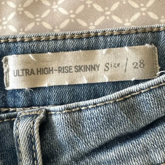 Pilcro and the Letterpress Ultra High Rise Skinny Jeans Ankle Raw Hem Size 28