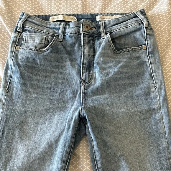 Pilcro and the Letterpress Ultra High Rise Skinny Jeans Ankle Raw Hem Size 28