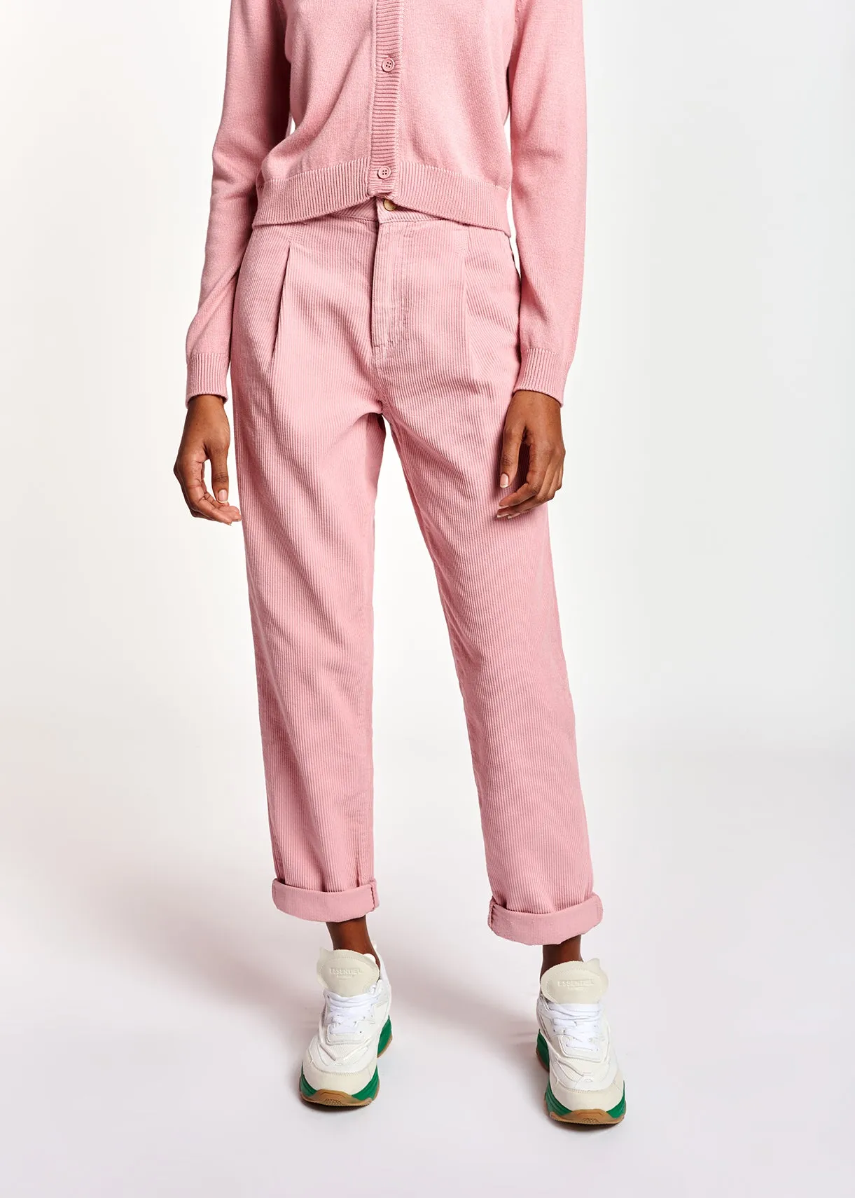 Pink cotton-corduroy pants