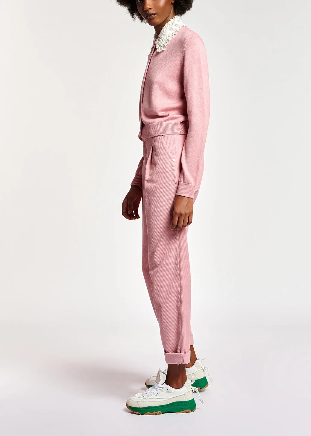 Pink cotton-corduroy pants