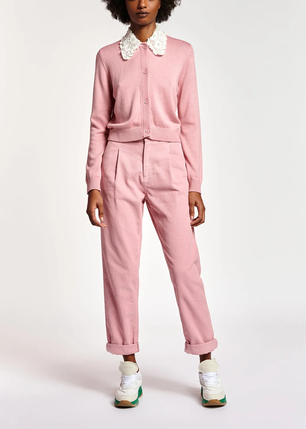 Pink cotton-corduroy pants