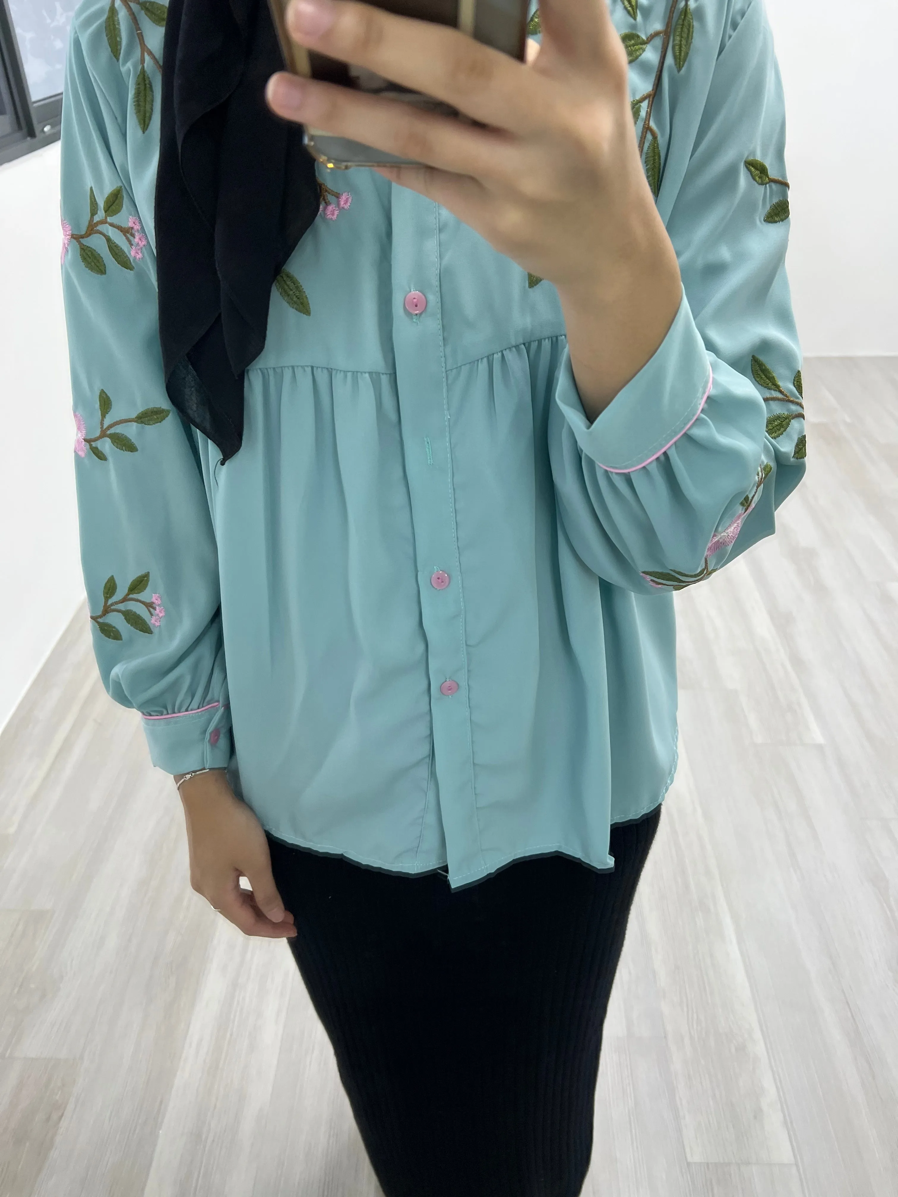 Pink Sakura Embroidered Top