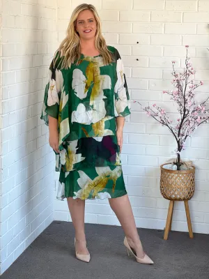 Piper Emerald Floral Silk Dress