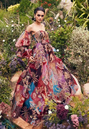 Plum Printed Embellished gown
