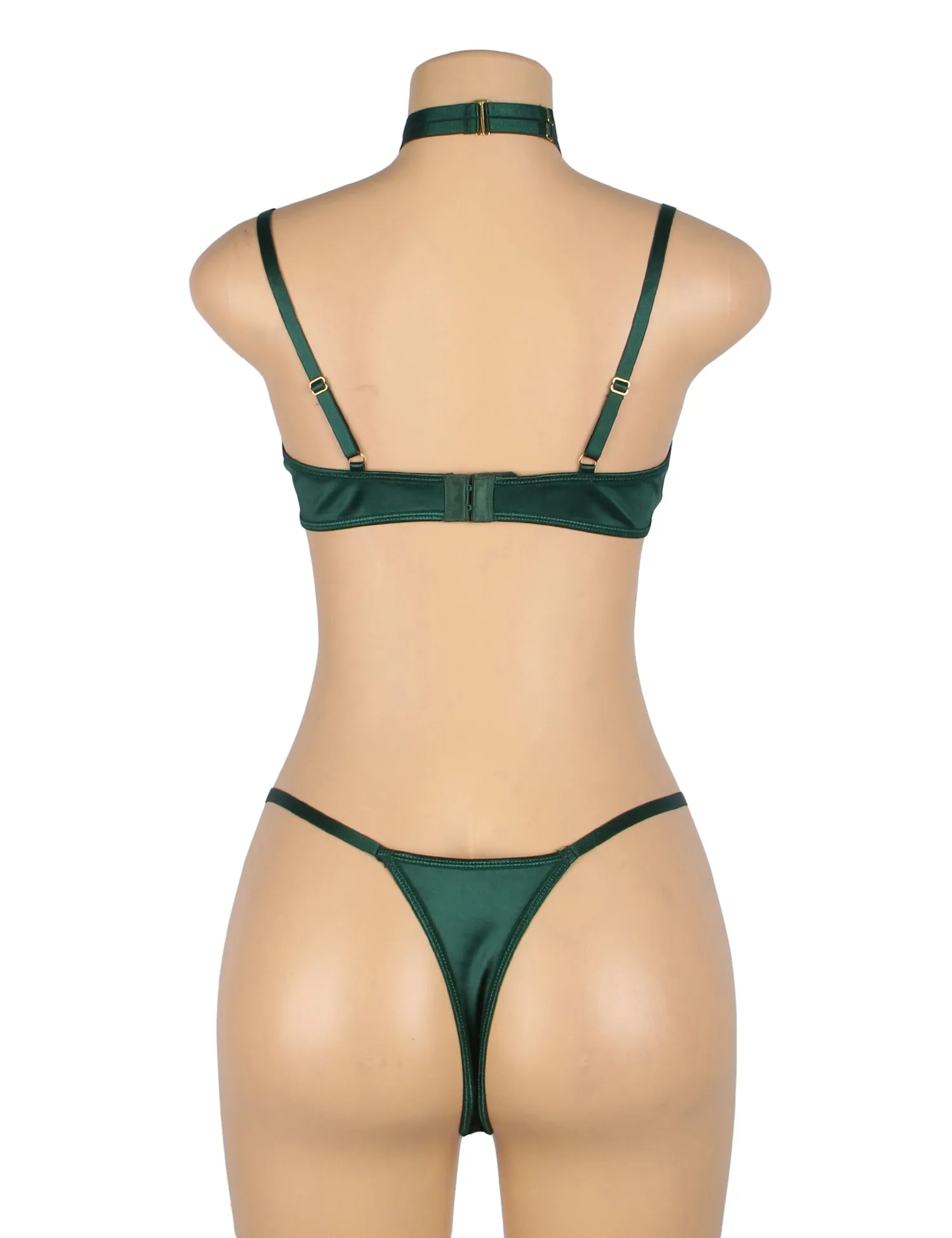 Plus Size Egypt Sexy Velvet Hollow Cut Halter Bra Set