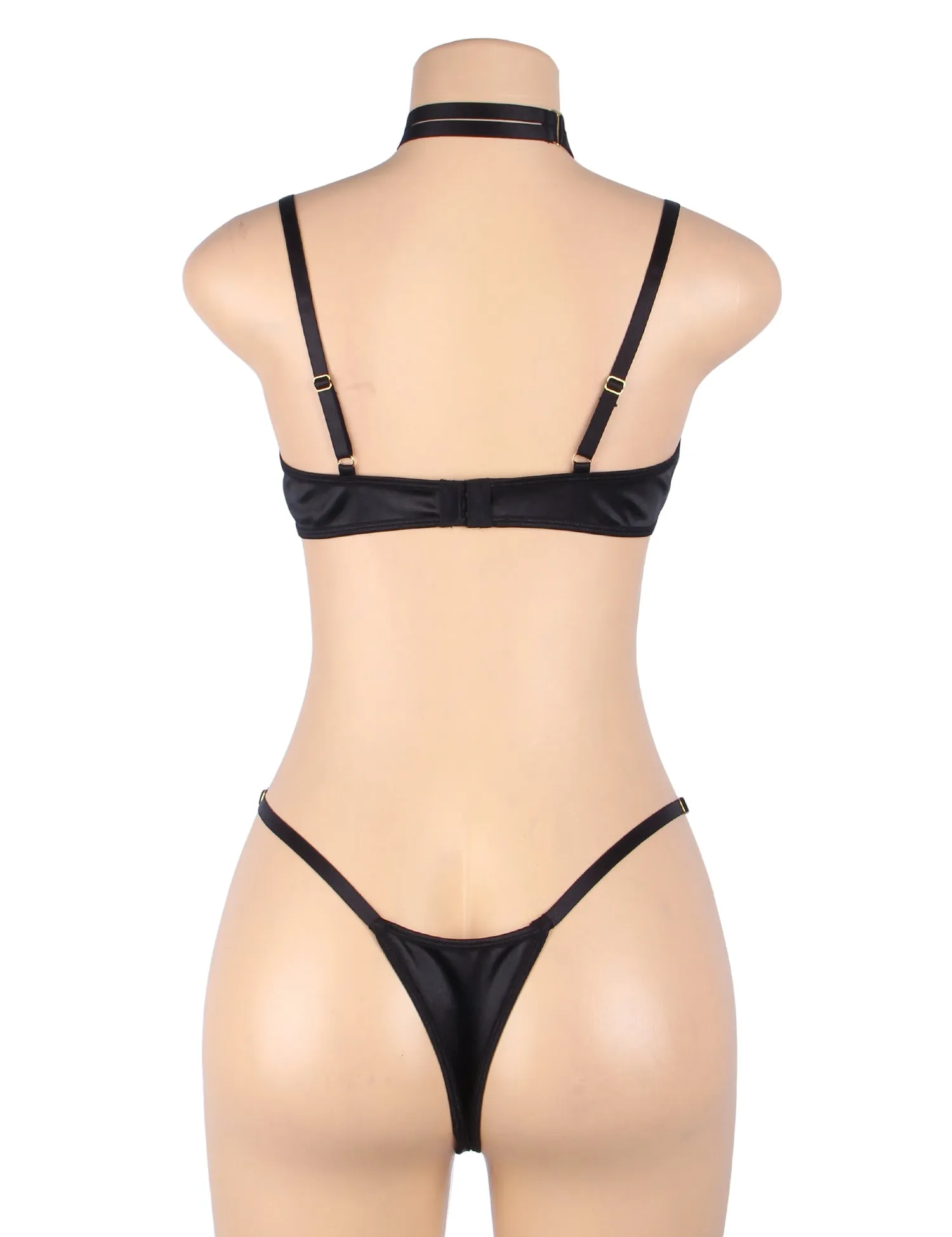 Plus Size Egypt Sexy Velvet Hollow Cut Halter Bra Set