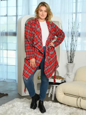 PLUS SIZE LONG SLEEVE PLAID CARDIGAN