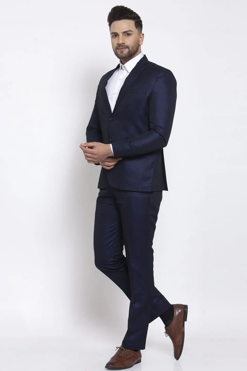 Poly Blend Blue Two Piece Suit