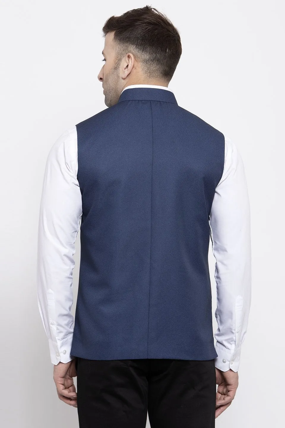 Polyester Cotton Blue Modi Nehru Jacket