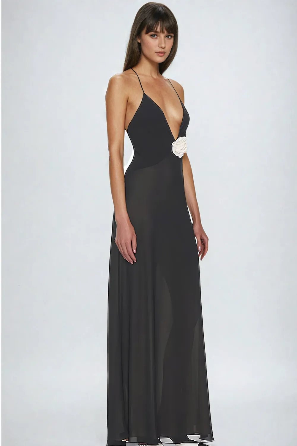 Poppy - Long Dress with Plunging Neckline