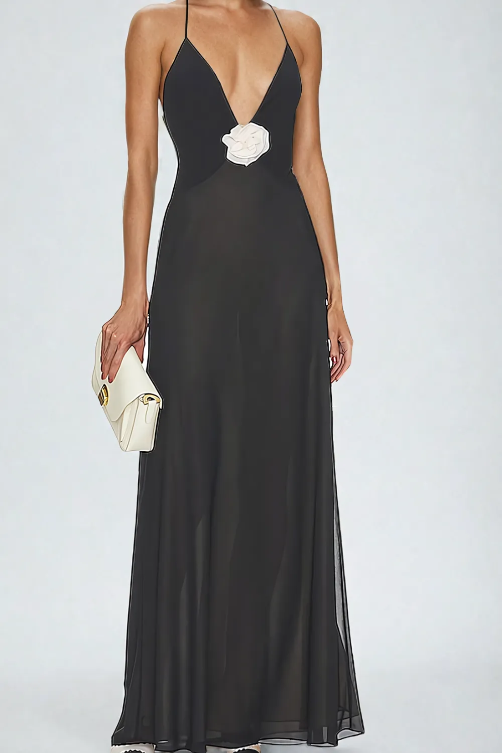Poppy - Long Dress with Plunging Neckline