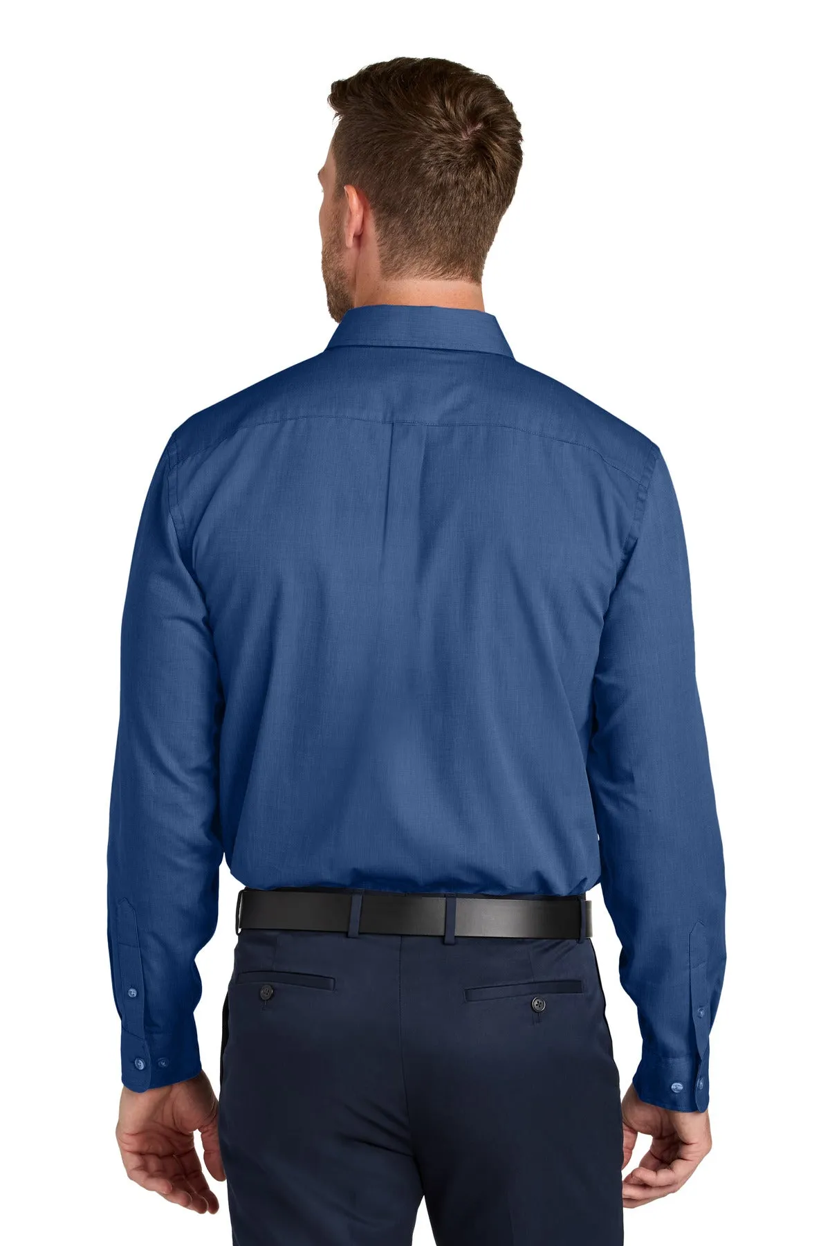 Port Authority Long Sleeve Nailhead Easy Care Shirt W816 Mediterranean Blue