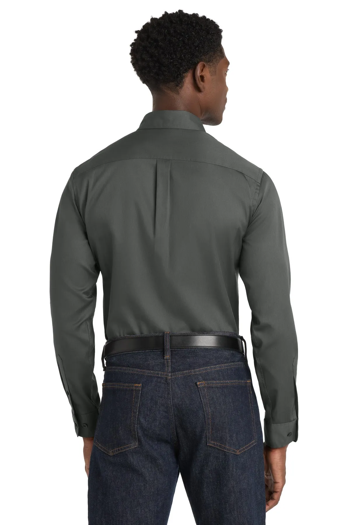 Port Authority Long Sleeve SuperPro React Twill Shirt. W808 Storm Grey