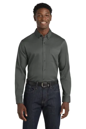 Port Authority Long Sleeve SuperPro React Twill Shirt. W808 Storm Grey