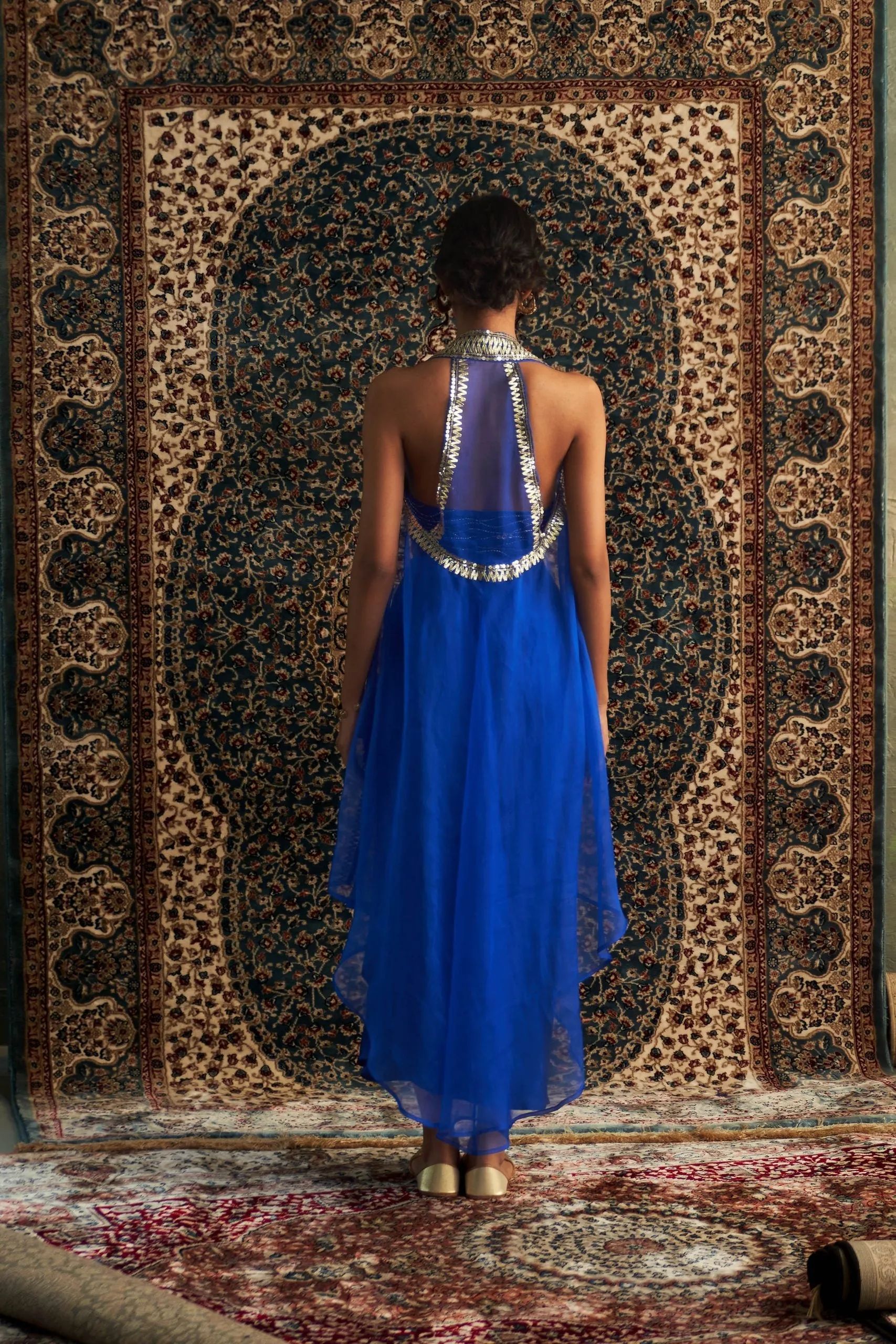 Prarambh Embroidered jacket with Draped Skirt Set