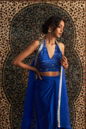 Prarambh Embroidered jacket with Draped Skirt Set