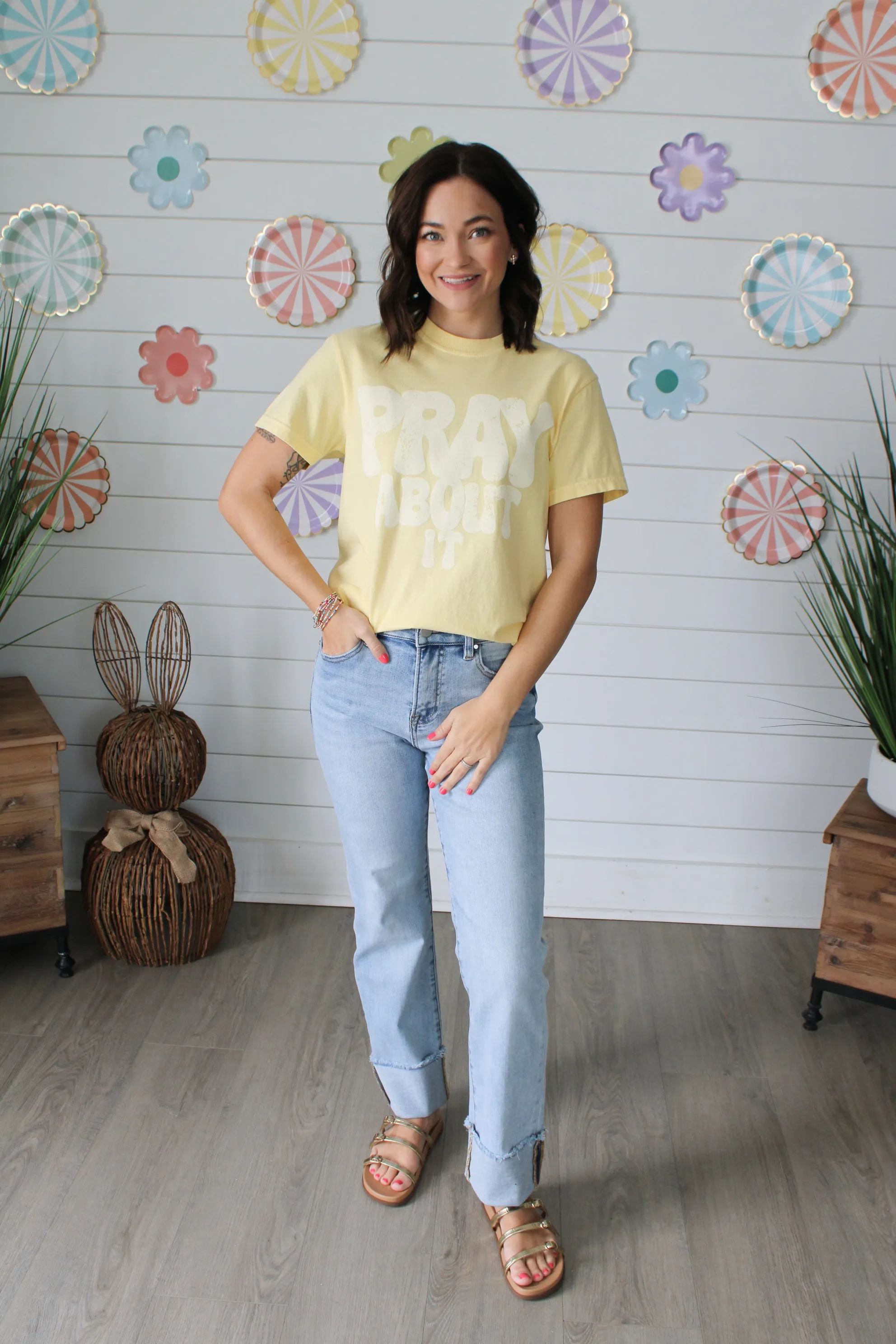 Pray About It Graphic Tee • Yellow