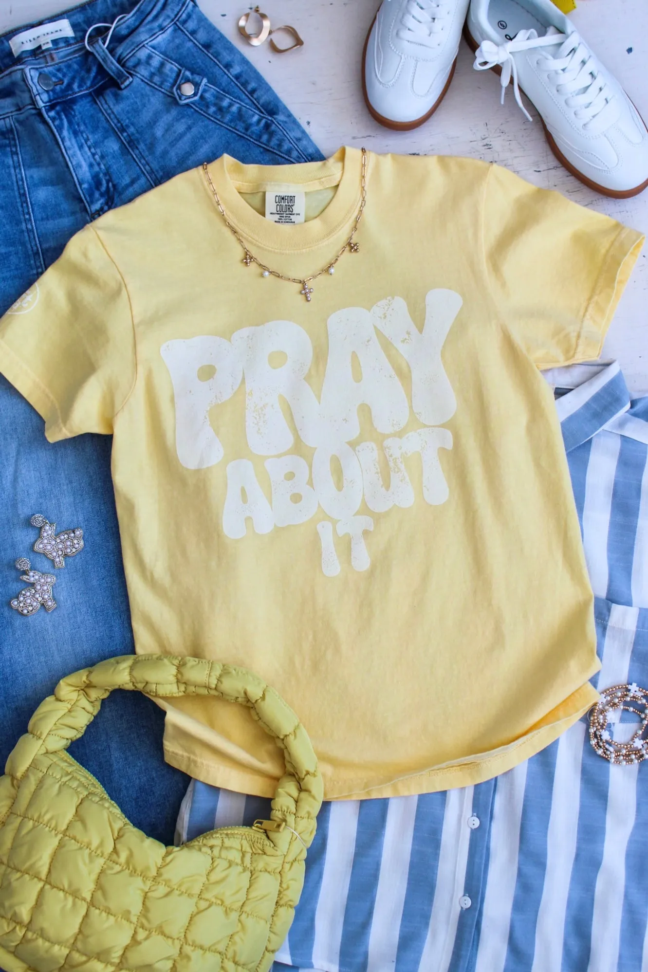 Pray About It Graphic Tee • Yellow
