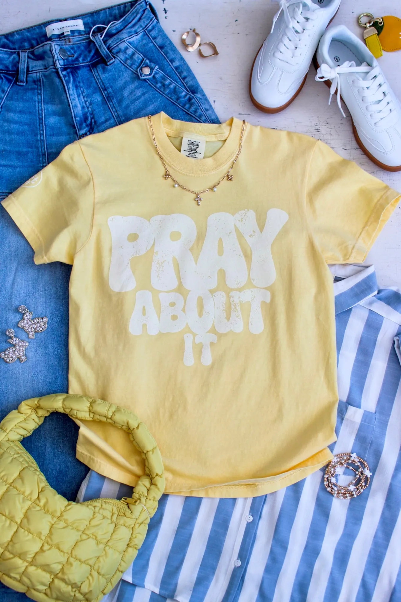 Pray About It Graphic Tee • Yellow