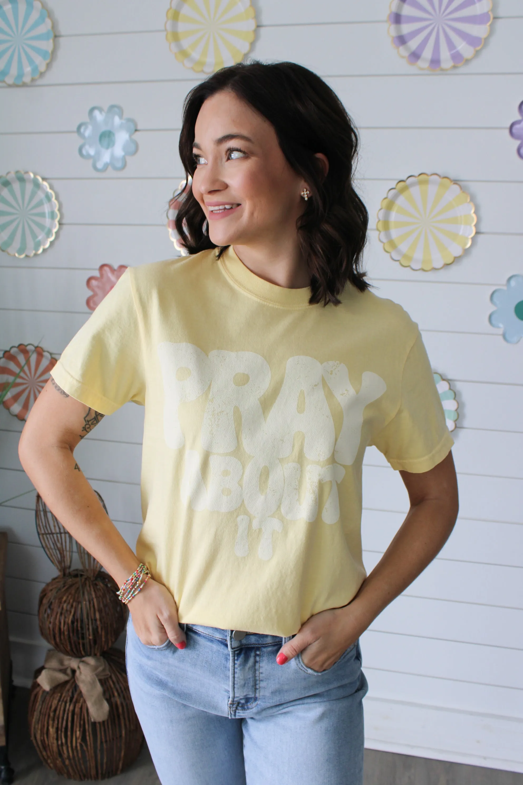 Pray About It Graphic Tee • Yellow