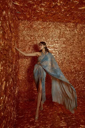 Pre Draped Printed Saree Set