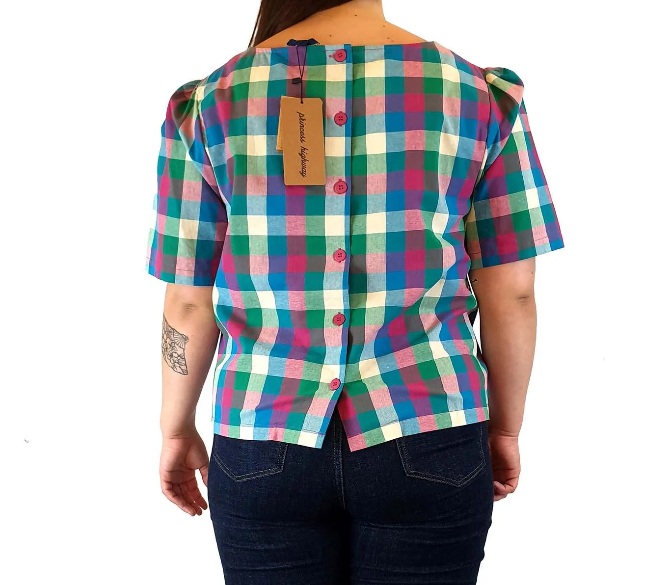 Princess Highway pink/green check print to size 16