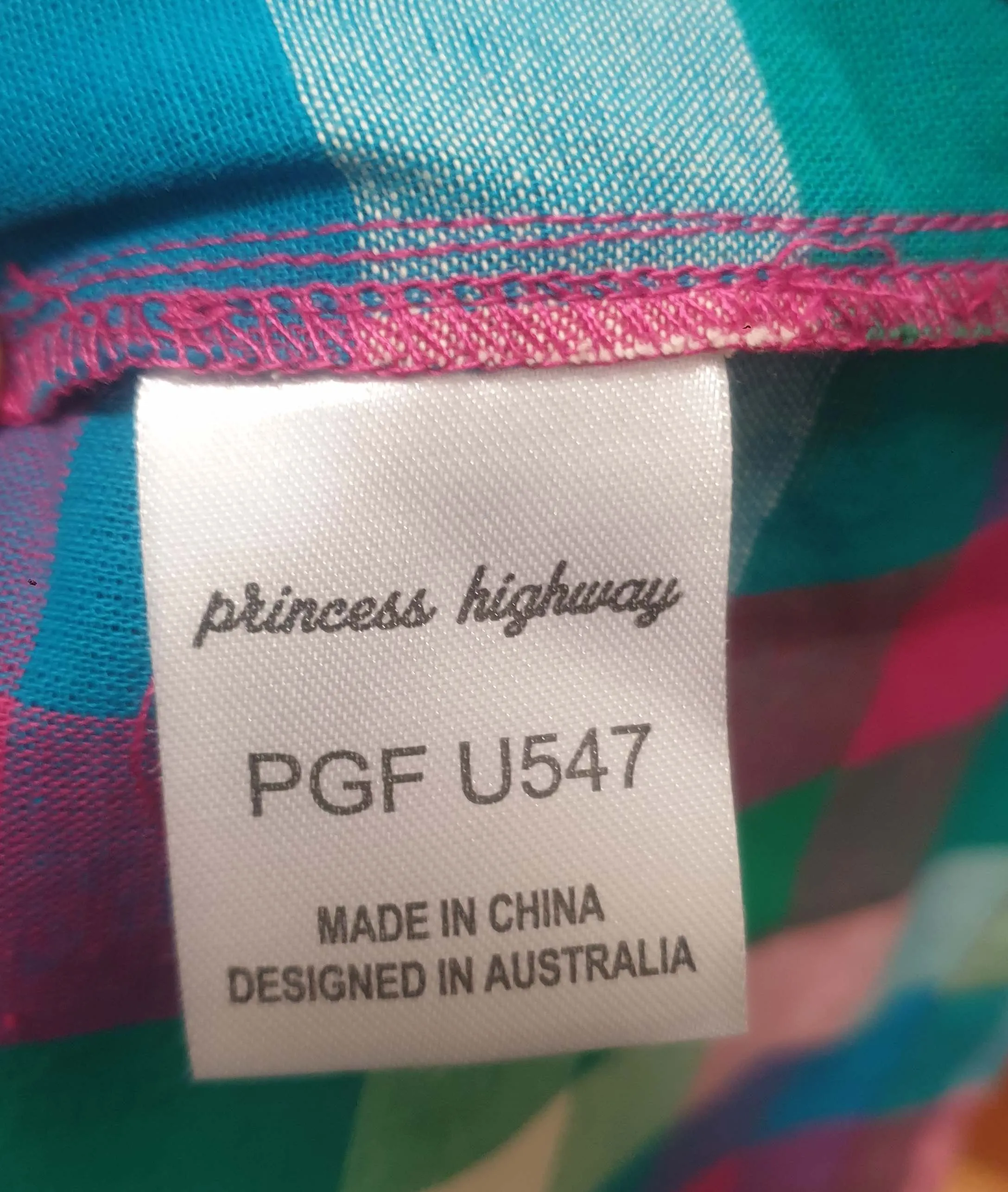 Princess Highway pink/green check print to size 16
