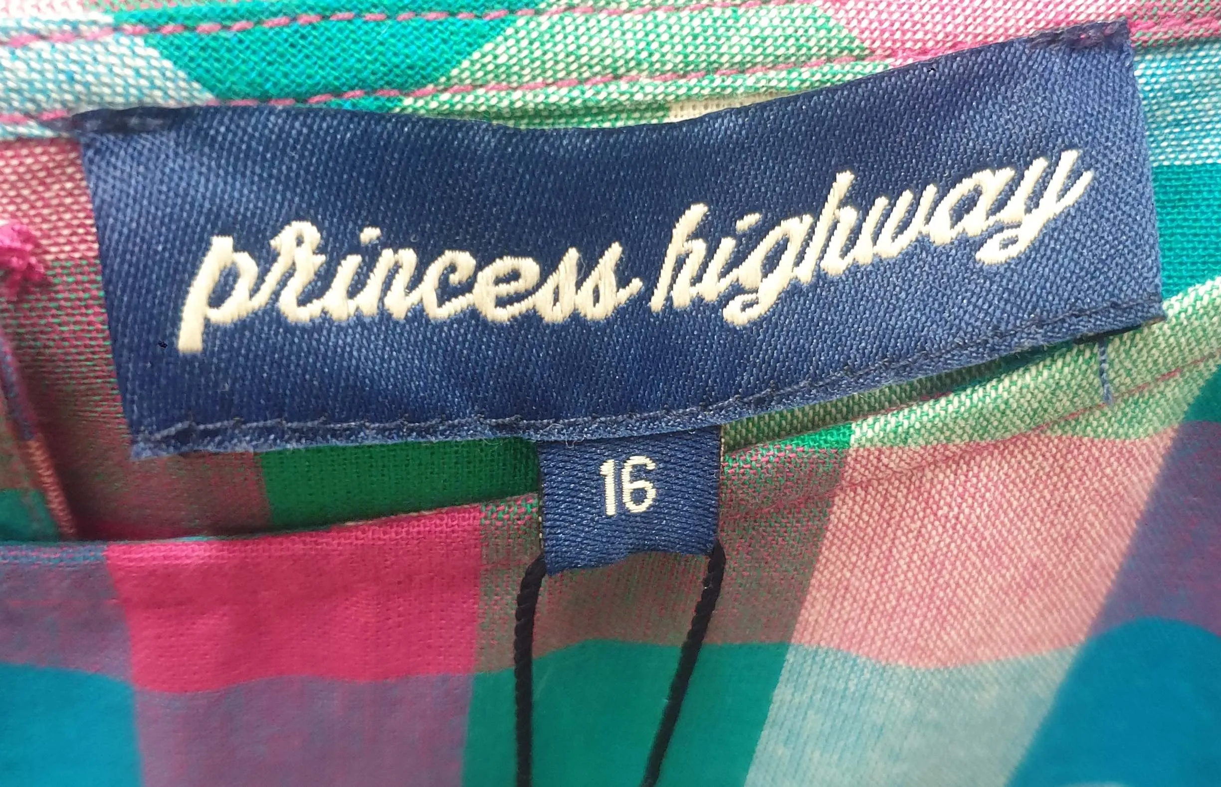 Princess Highway pink/green check print to size 16