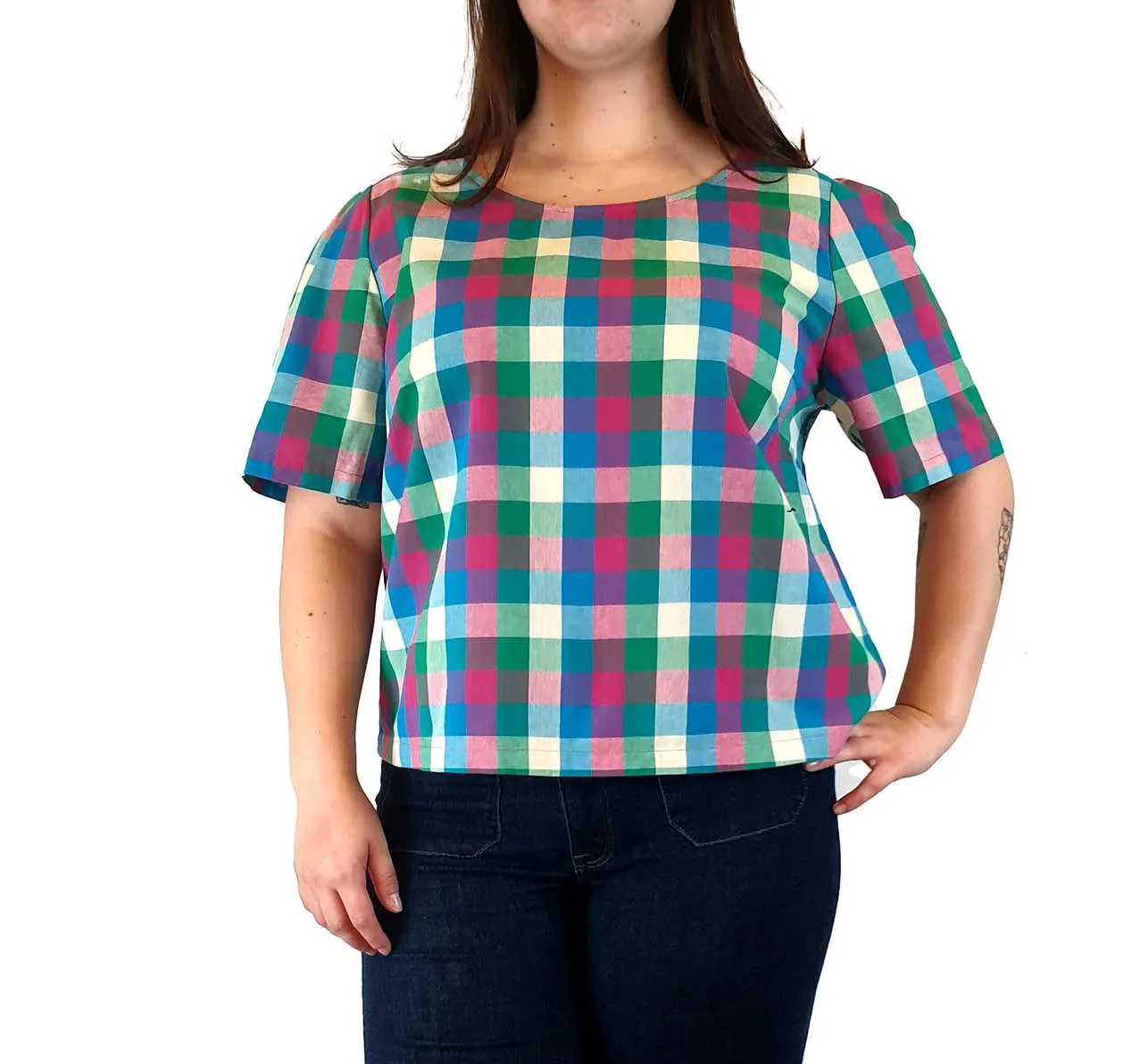Princess Highway pink/green check print to size 16